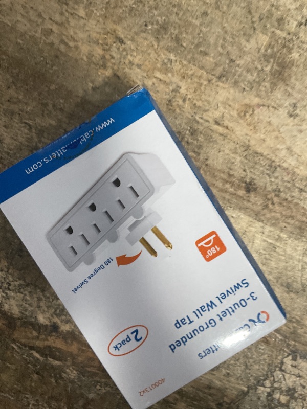 Photo 1 of [ETL Listed] Cable Matters 2-Pack 3-Outlet Grounded 180 Degree Swivel Wall Tap, 3 Plug Wall Adapter, Multi-Plug Outlets, White