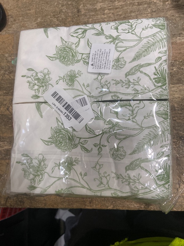 Photo 1 of Green Floral Napkins Disposable Hand Towels for Bathroom 3 Ply Greenery Paper Napkins Vintage Bird Flower Guest Napkins Chinoiserie Napkins for Wedding Bridal Shower Cocktail Party