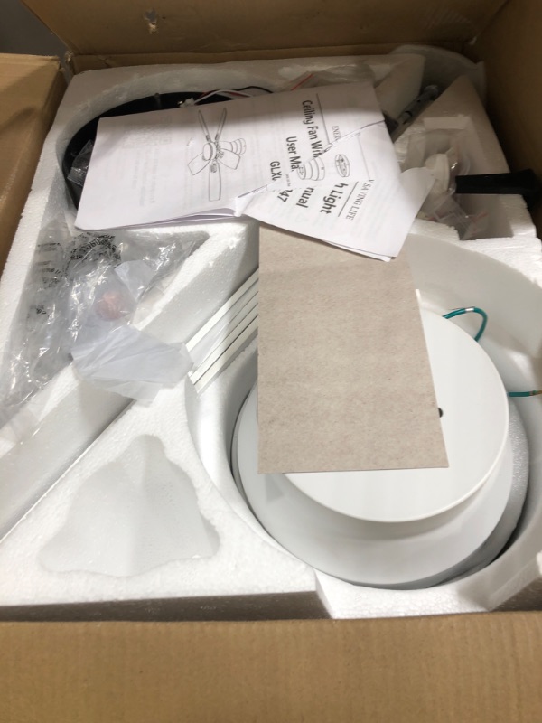 Photo 1 of **PARTS ONLY** Ohniyou Ceiling Fans with Lights, 52 Inch Low Profile Ceiling Fan with Light and Remote/APP Control, Flush Mount, Dimmable, Quiet DC Motor, White Ceiling Fan for Bedroom, Living Room