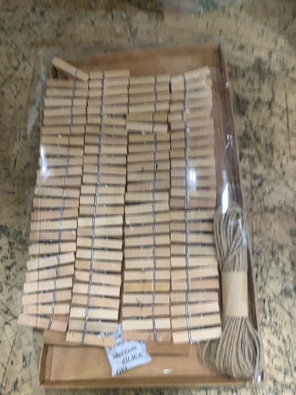 Photo 1 of 1.35 Inch Mini ClothesPins for Photo?100 Pcs? with 32 Feet Jute Twine?Mini Clothes Pins for Crafts,Wooden Small Clothes Pins for Pictures,Tiny Decorative Clothespins for Baby Shower(Natural Color)