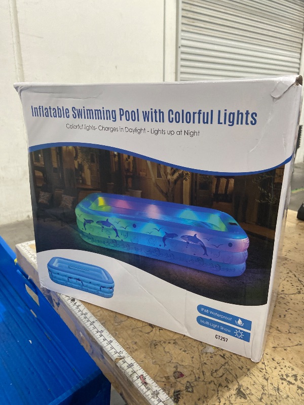 Photo 1 of **FACTORY SEALED** StarOcean 2026 Upgrade Inflatable Pool with Lights, Family Inflatable Swimming Pool for Kids,Adults,Blow Up Pool Solar Powered,Large Kiddie Pool,100"x63"x20"Oversized Thickened Pool for Backyard-Blue