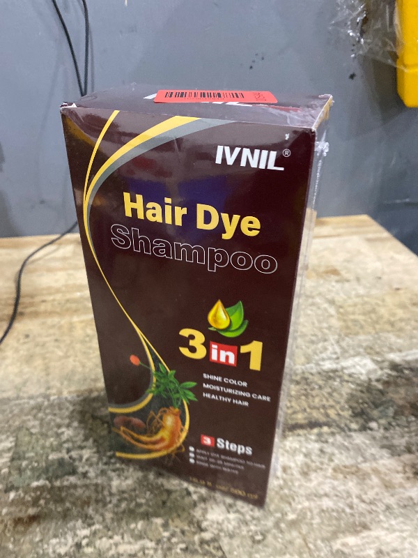 Photo 1 of **Factory sealed** Ivnil Chestnut Brown Hair Dye Shampoo 3 in 1 Hair Color for Women & Men - Mild Formula Ingredients Color in Minutes 400ML