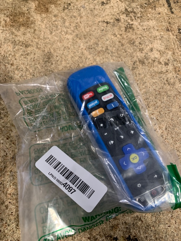 Photo 1 of [w/Cover] 1-clicktech New Remote for Roku TV w/6 Customizable HotKeys, for TCL Hisense Onn Sharp Sanyo Hitachi Element Insignia Westinghouse Magnavox LG Roku TV, Roku Box (Remote + Blue Cover)