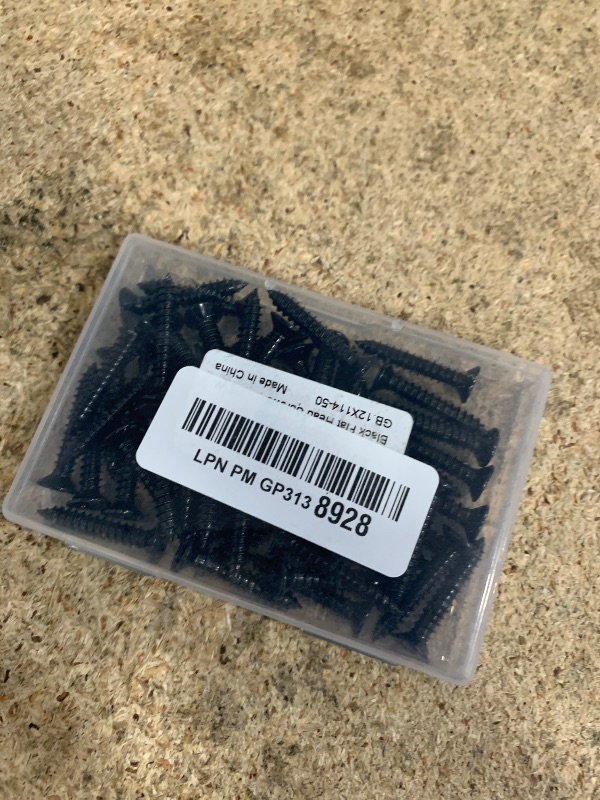 Photo 1 of #12 x 1-1/4" Wood Screws Flat Head Fast Self Tapping Drywall Screws 18-8 Stainless Steel 304 Black Finish, 50 PCS