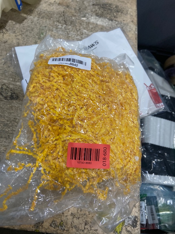 Photo 1 of 1 LB Golden Yellow Crinkle Cut Paper Shred Filler Great for Gift Wrapping, Basket Filling, Birthday, Wedding, Halloween, Thanksgiving, Christmas Day, New Year Party Decorations Filling Supplies