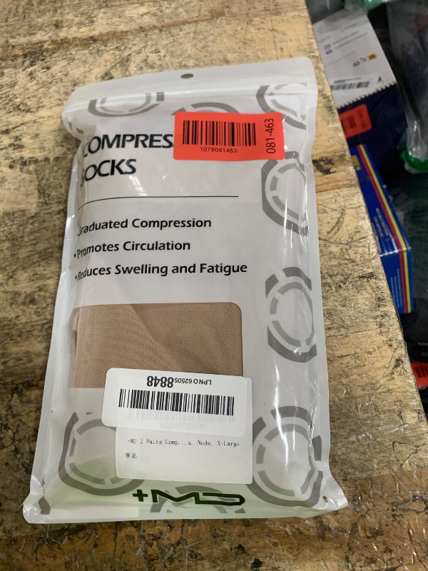 View 2 of +MD 20-30 mmHg Compression Socks, Knee High Open Toe, Nude, X-LargeLPNO625058848