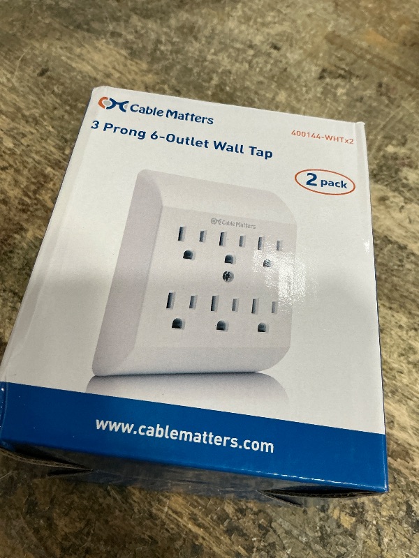 View 2 of [ETL Listed] Cable Matters 2-Pack 15A 1875W 6 Outlet Extender Wall Tap