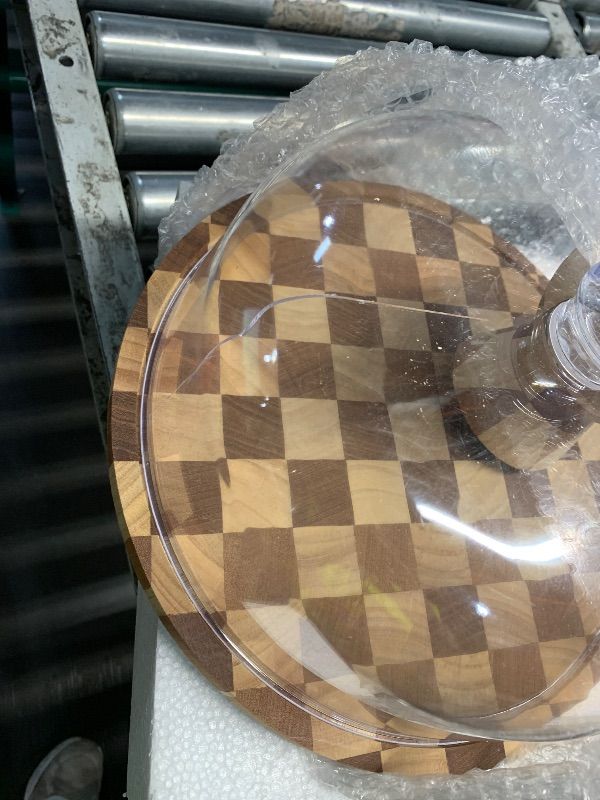 View 3 of *** DOME CASE HAS SUBSTANTIAL CRACK, SEE PICTURE ***
Metflavor 12" Wooden Cake Stand with Acrylic Dome