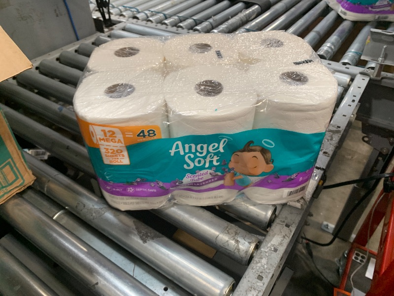 View 1 of 2 Pack of Angel Soft 2-Ply Toilet Paper, Fresh Lavender Scented Tube, 12 Mega Rolls