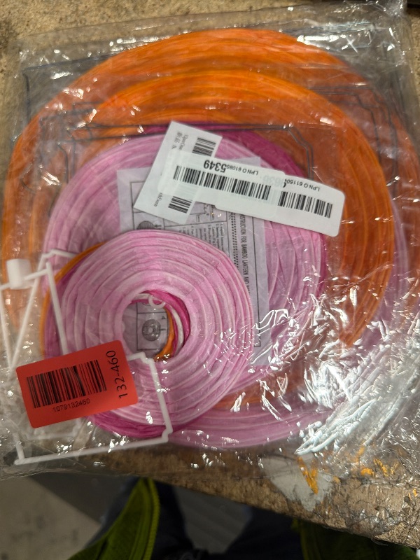 View 2 of 12pcs Orange Pink Hot Pink Round Paper Lanterns, Hanging Decorative Lanterns for Wedding, Birthday Party, Baby Shower & Events