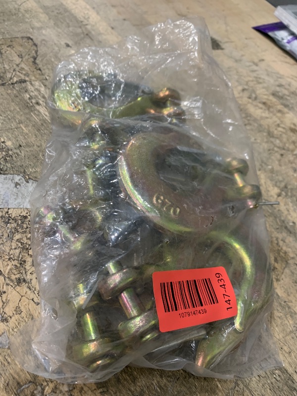 Photo 1 of 6 Pack 1/2"" Clevis Slip Hook with Safety Latch, Heavy Duty Grade 70 Chain Hook for Transport Chain, Winch Hook, Tow Hook, and Chain Hook,48000Lbs Capacity Load - Safety Latch Hook, Gold