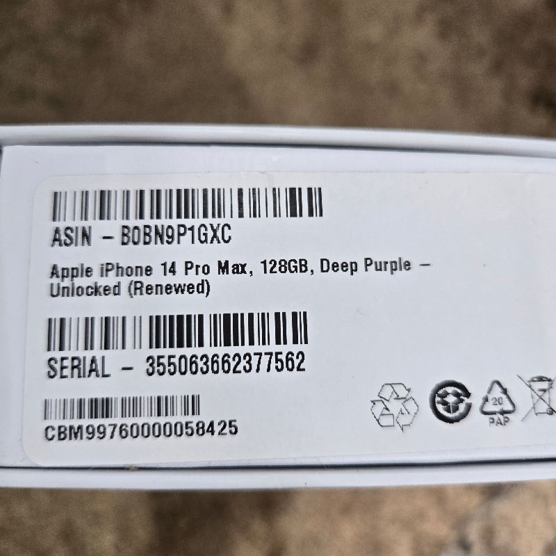 Photo 1 of **LOCKED REQUIRES PASSCODE**Apple iPhone 14 Pro Max, 128GB, Deep Purple - Unlocked (Renewed)