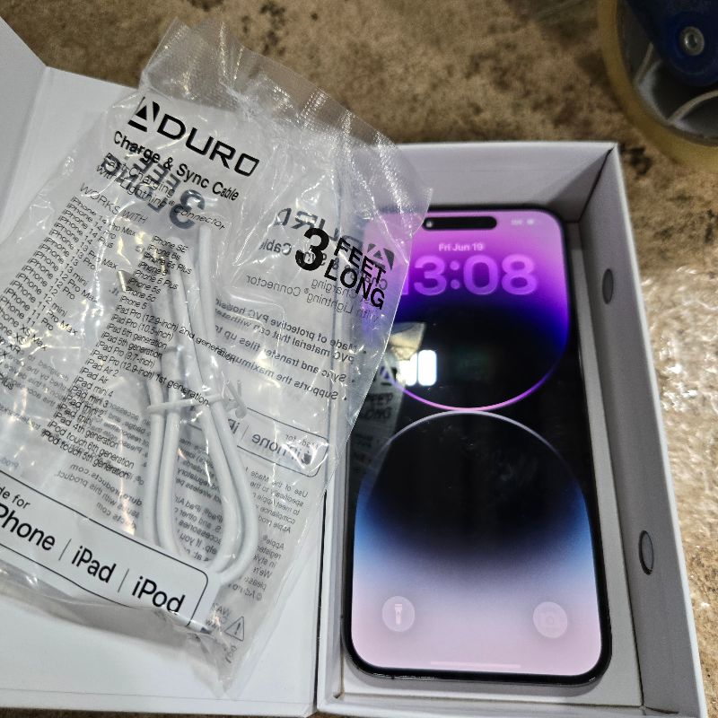 Photo 1 of **LOCKED REQUIRES PASSCODE**Apple iPhone 14 Pro Max, 128GB, Deep Purple - Unlocked (Renewed)