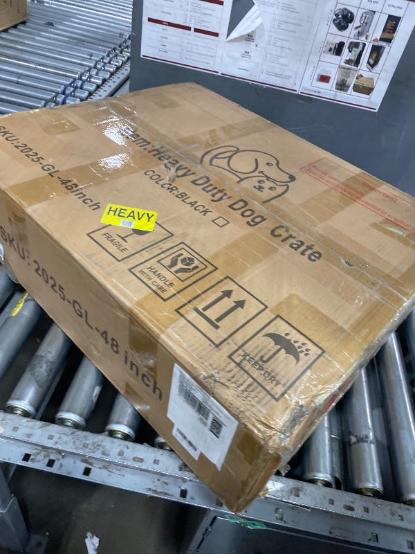 Photo 1 of **ONE POLE AND THE WHEELS ARE MISSING** Snuowu 48 Inch Heavy Duty Dog Crate with Wheels?Indestructible Escape-Proof Dog Cage for Large Dogs, Extra Large XL XXL Indestructible Dog Crate with Removable Tray (Patent Authorization)