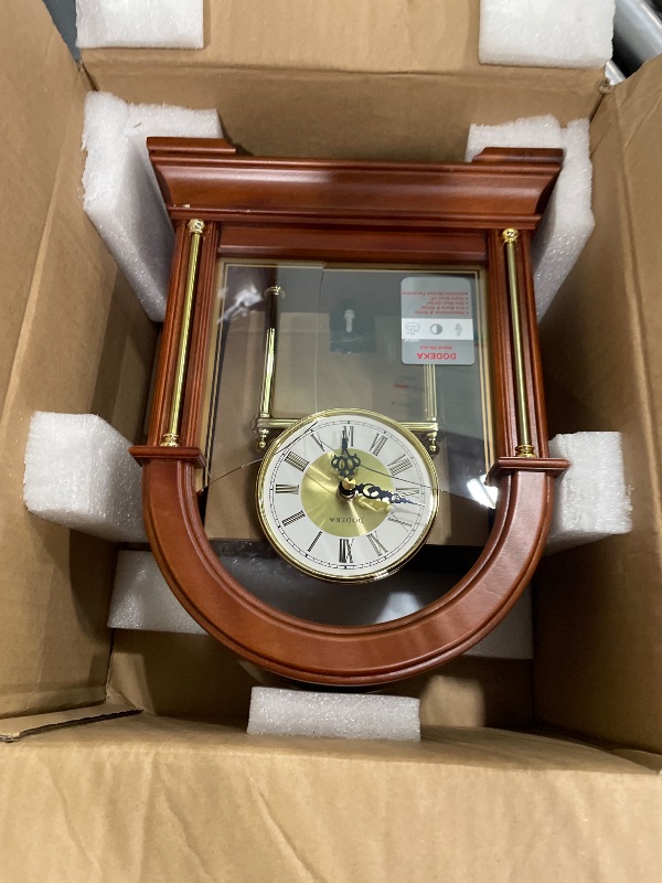 Photo 1 of **DAMAGED** DODEKA Wooden Mantel Clock TCW001DB Rotating Pendulum and Crystals Desktop Musical Hourly Chime Luxury Style for Bedroom, Home, Kitchen