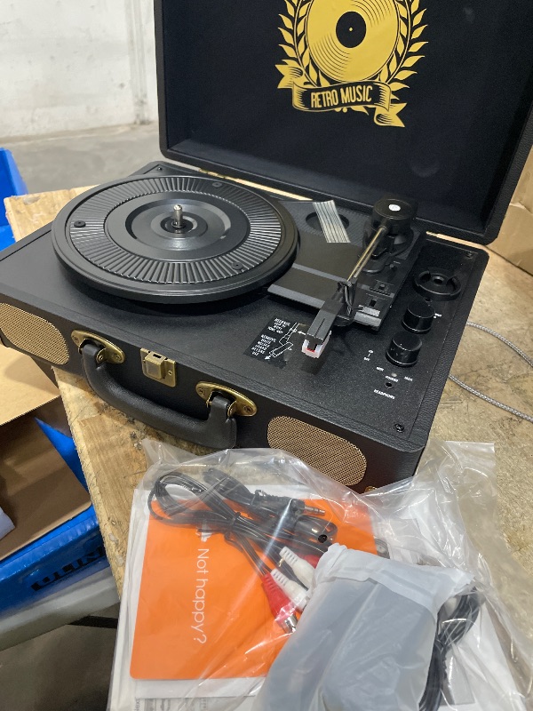 Photo 1 of **ITEMS FACTORY SEALED** Vinyl Record Player Bluetooth Turntable 3-Speed Suitcase Portable Vintage Belt-Driven Record Player with Built-in Speakers RCA Line Out AUX in Headphone Jack LP Recording to Convert Records to MP3