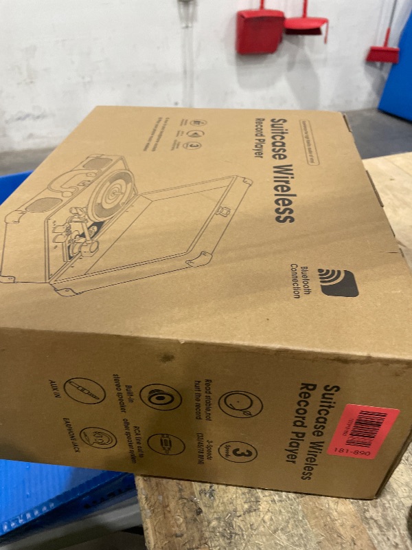 Photo 1 of **ITEMS FACTORY SEALED** Vinyl Record Player Bluetooth Turntable 3-Speed Suitcase Portable Vintage Belt-Driven Record Player with Built-in Speakers RCA Line Out AUX in Headphone Jack LP Recording to Convert Records to MP3
