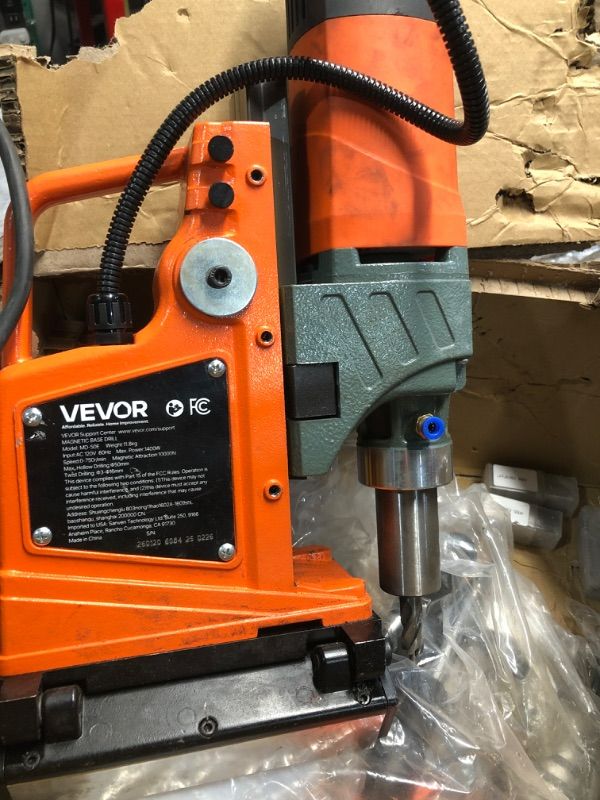 Photo 1 of **FACTORY SEALED** VEVOR Magnetic Drill Press, 1400 W, 2 inch Boring Diameter, 0-750 RPM Speed, Reversible Direction, Mag Drill Press with 11 Core Bits, Electric Drilling Machine for Industrial and Home Improvement