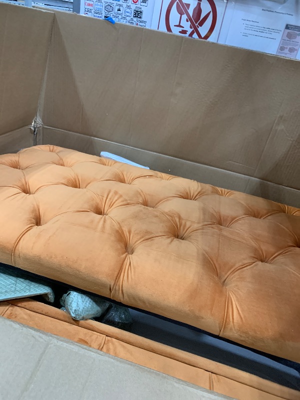 Photo 1 of ****PARTIAL SET , NOT COMPLETE SET**** KEIKI 97.7" Convertible Sleeper Sofa Bed, 3 in 1 Pull Out Sofa Bed, 4-Seater Button Tufted Couch with Movable Ottoman for Living Room, Bedroom, Apartment, Orange