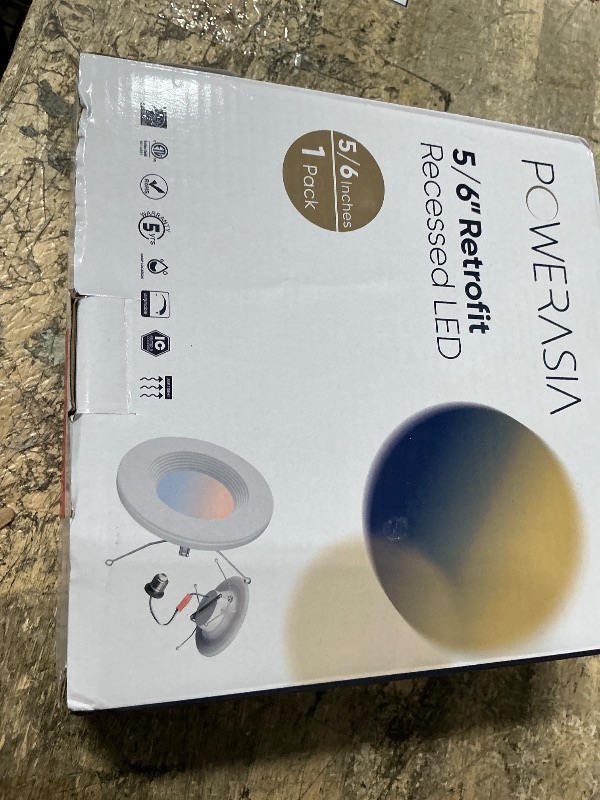 Photo 1 of 1 Pack 5/6 Inch LED Can Lights with Night Light, 5CCT Retrofit Recessed Lighting Selectable 2700K-6000K Dimmable, 12W=75W, 1200LM Downlight with Metal Smooth Trim - ETL and Energy Star Certified