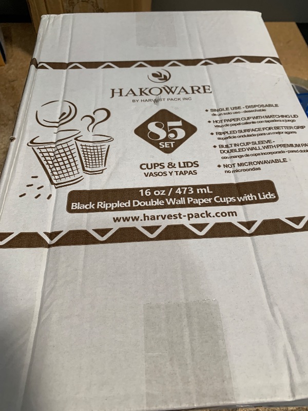 Photo 1 of [85 SET]Harvest Pack 16 oz Disposable Coffee Cups, Insulated Ripple Double-Walled Paper Cups with Lids, Black and White Geometric, Drinking Cups for Tea Hot Chocolate Drinks To go coffee cups