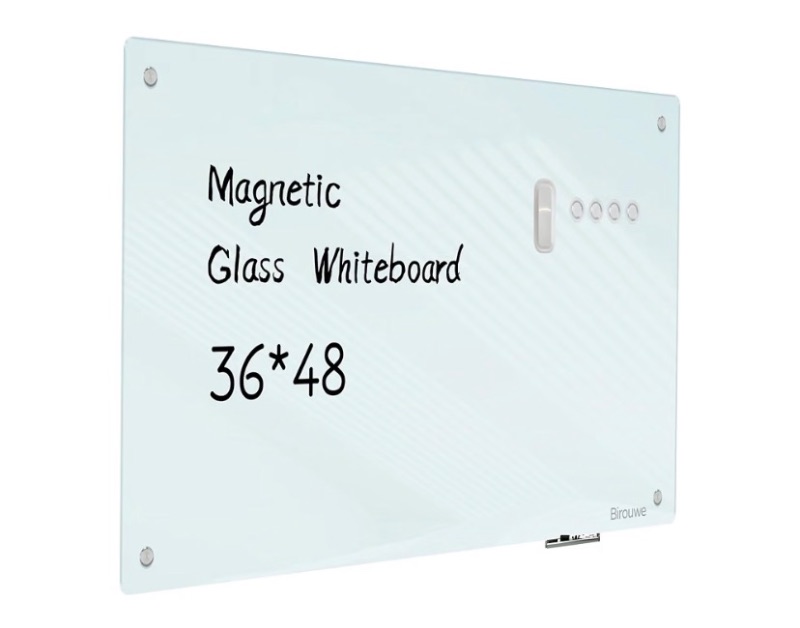 Photo 1 of Glass Calendar Whiteboard - 48 x 36 Inches Wall Mounted Dry Erase Yearly Planner for Wall, Large Magnetic Glass White Board for Office, Home & School
