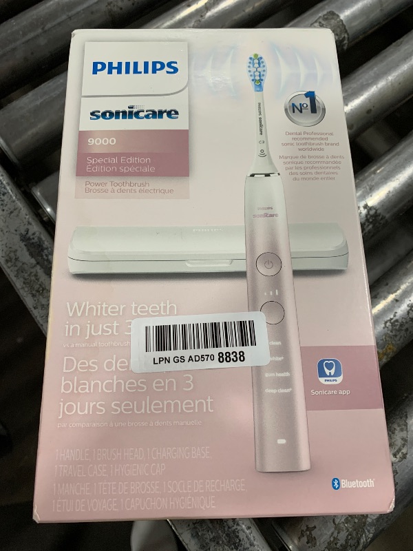 Photo 1 of Philips Sonicare DiamondClean 9000 Electric Toothbrush - Sonic Toothbrush with App, Pressure Sensor, 12 Brushing Settings, Replacement Reminder, Charging Stand, Travel Case, Pink, HX9911/90