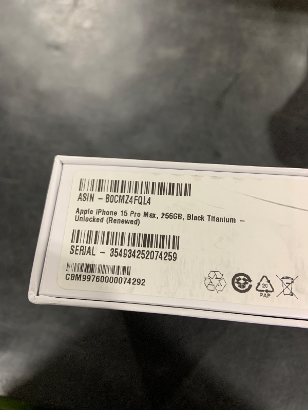 Photo 1 of Apple iPhone 15 Pro Max, 256GB, Black Titanium - Unlocked (Renewed)