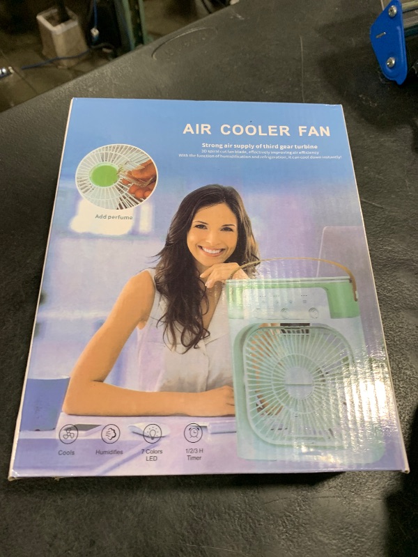 Photo 1 of Portable Air Conditioners, 2000mAh Rechargeable Mini Air Cooler Fans, 500ML Personal Portable AC Unit with 3 Speed, 2 Spray, 7 Color, 3 Timer, Small Desktop Cooling Fan for Bedroom Office (White)