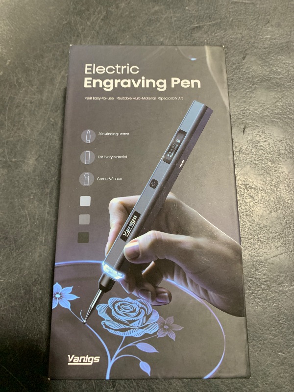 Photo 1 of Vanlgs Engraving Pen for Metal Wood Glass Plastic, Engraving Tool with LED Light, 31 Bits, Cordless, 5 Speeds, Rechargeable, Engraver Kit Craft Easter Gifts for for Teens Adults Beginner (Black)