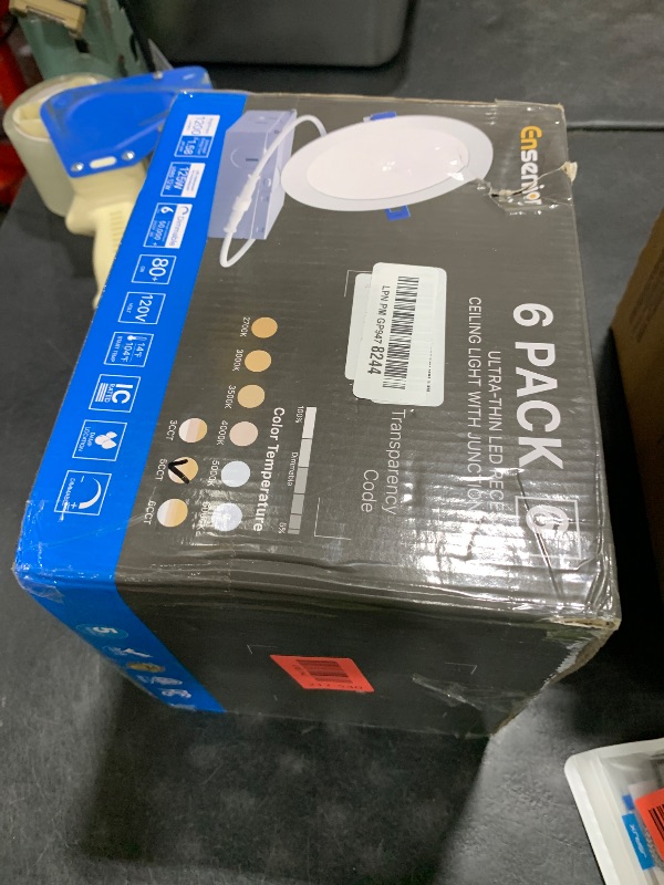 Photo 1 of Ensenior 6 Pack 6 Inch LED Recessed Light, Dimmable, 2700K-5000K 5CCT, 1200LM High Brightness, 12W 120V, Damp Rated, ERL-12X-ETL, Ultra-Thin Canless Wafer Ceiling Light - ETL & FCC & IC