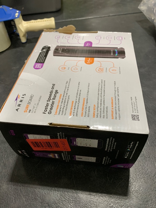Photo 1 of Arris (G18) - Cable Modem Router Combo - Fast DOCSIS 3.1 Multi-Gigabit WiFi 6 (AX1800), Approved for Comcast Xfinity, Cox, Spectrum & More