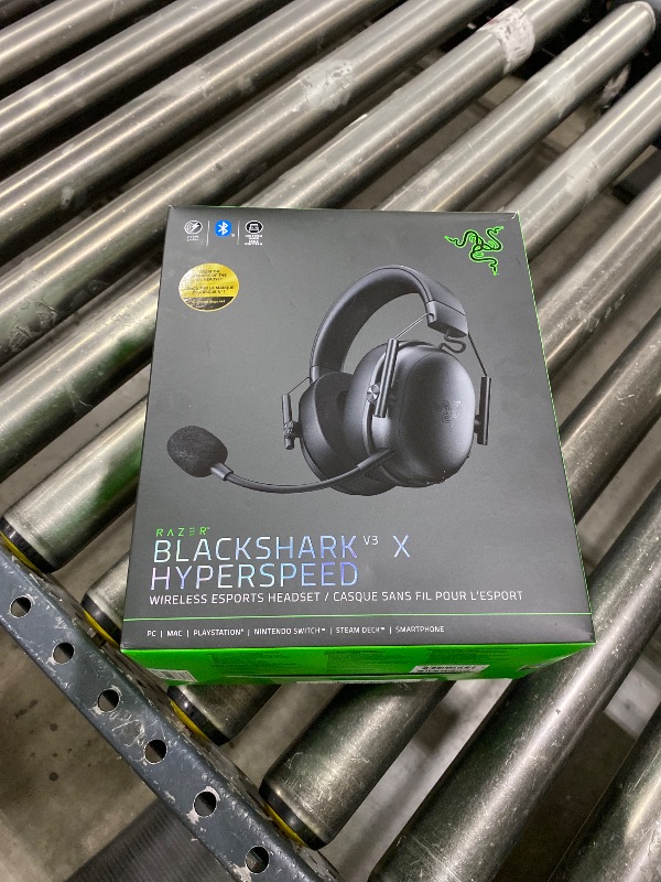 Photo 1 of Razer BlackShark V3 X HyperSpeed Wireless Gaming Headset for PC: 50mm Drivers - Cardioid Mic - 2.4 GHz, Bluetooth, USB - Works with Mac, PS5, Nintendo Switch, Smartphone - 70 Hr Battery - Black
