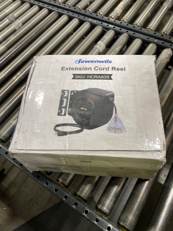 Photo 1 of DEWENWILS Retractable Extension Cord Reel, 60FT Retractable Cord Reel, 12AWG/3C SJTOW, Lighted Triple Tap Outlets, 15A Circuit Breaker, Wall/Ceiling Mounted Heavy Duty Power Cord