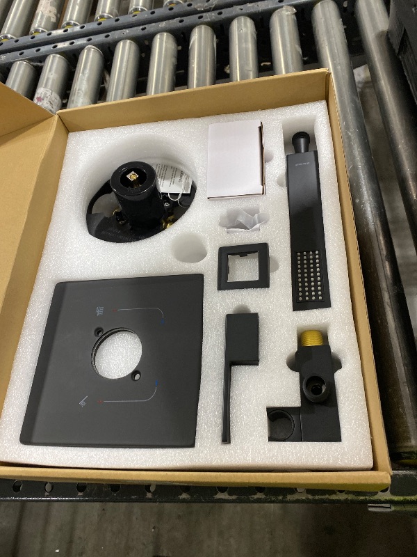 Photo 1 of SR SUN RISE Shower Faucet Set & System - 10 Inch Rainfall Shower Head & Handle Set Wall Mounted Matte Black Solid Brass Valve Trim Kit Included