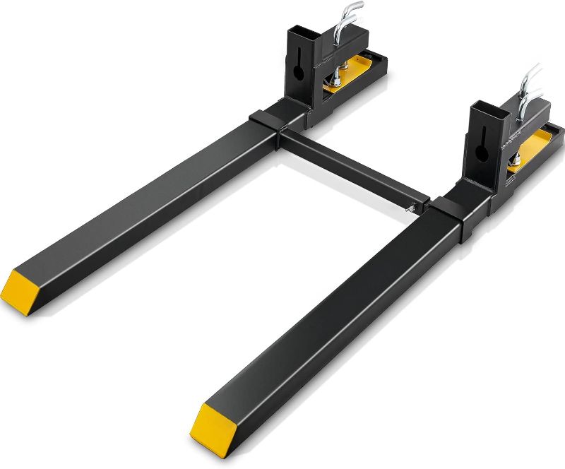Photo 1 of VEVOR Pallet Forks, 4000 lbs Clamp on Pallet Forks, 60" Total Length Heavy Duty Pallet Forks with Adjustable Stabilizer Bar, Tractor Bucket Forks for Loader Bucket Skid Steer Tractor