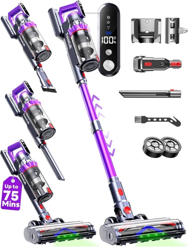 Photo 1 of Cordless Vacuum Cleaner, 75Mins/55KPa/650W Freestanding Stick Vacuum Cleaners for Home, Rechargeable, Lightweight, Cone Filtration&Anti-Tangle, for Hard Floor, Carpet, Hardwoods, Pet Hair
