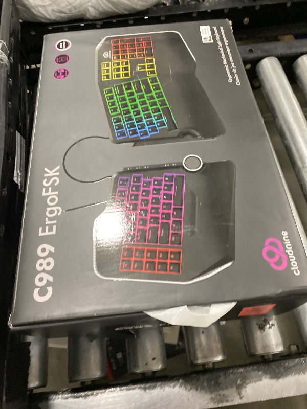 Photo 1 of Cloud Nine C989M Ergonomic Mechanical Keyboard for PC - Kailh Tactile Brown Switches - RGB Light Up LED Backlit with USB - Ergo Split Key Board with Macro