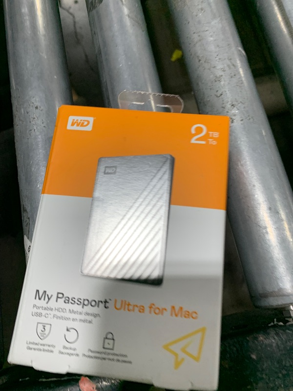 Photo 1 of WD 2TB My Passport Ultra for Mac Silver, Portable Hard Drive, includes backup software with defense against ransomware, and password protection, USB-C and USB 3.1 compatible - WDBKYJ0020BSL-WESN