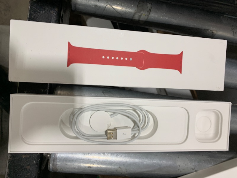 Photo 1 of (missing watch, only the strap and cord) Apple Watch Series 7 [GPS 41mm] Smart Watch w/ (Product) RED Aluminum Case with (Product) RED Sport Band. Fitness Tracker, Blood Oxygen & ECG Apps, Always-On Retina Display, Water Resistant