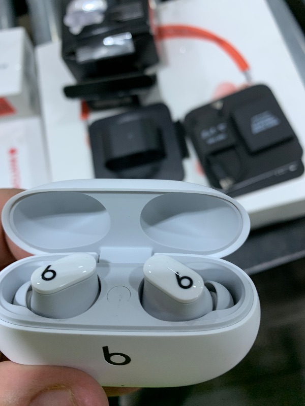 Photo 1 of Beats Studio Buds - True Wireless Noise Cancelling Earbuds - Compatible with Apple & Android, Built-in Microphone, IPX4 Rating, Sweat Resistant Earphones, Class 1 Bluetooth Headphones - White