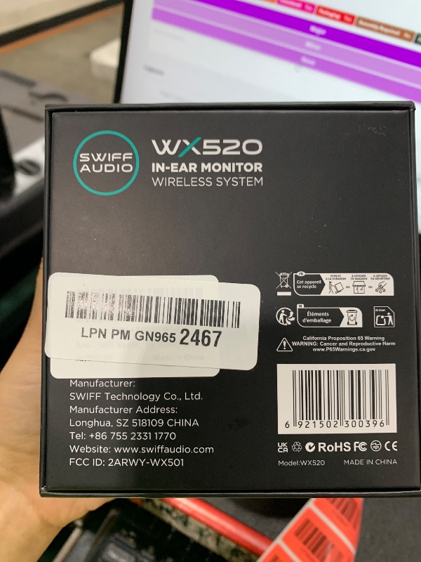 Photo 1 of SWIFF AUDIO WX520 Wireless in Ear Monitor System, 5.8GHz IEM System w/Stereo/Mono Switch, Built-in Cue Mic, LED Receiver & Charging Case Transmitter, 4 Channels, One-to-More for Studio, Bands, Live