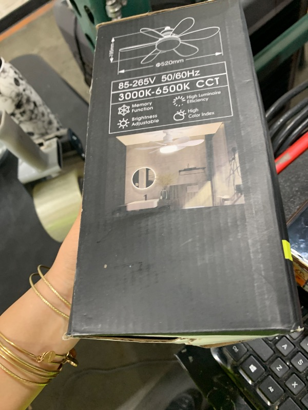 Photo 1 of Socket Fan Light, Light Bulb Fan 20.5IN Dimmable, Screw in Socket Fan Ceiling Fan with Light for Garage, Kitchen, Basement (Wood Grain)