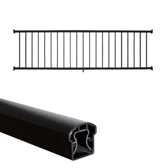 Photo 1 of Weatherables 36 in. H x 8 ft. W Stanford Deck Railing Kit – Aluminum Porch & Balcony Railing Kit with Black Powder-Coated Finish, Adjustable Outdoor Hand Rail System