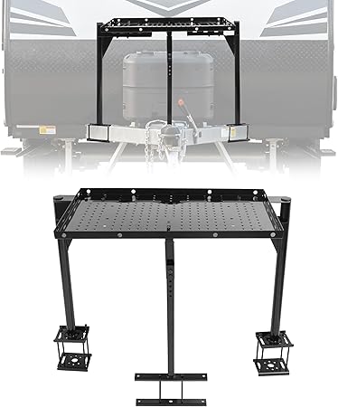 Photo 1 of ALMULOO Trailer Tray Compatible with Outdoor Storage for RVs or Campers Frame Cargo Carrier Generator Rack Mount Steel Powder Coated Black
