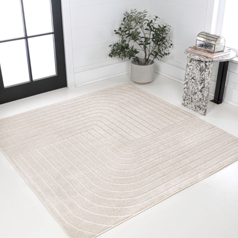 Photo 1 of JONATHAN Y SCANDINAVIAN 7 Square Area Rug Odense Minimalist Angle Geometric - Ivory/Cream SCN101A-7SQ