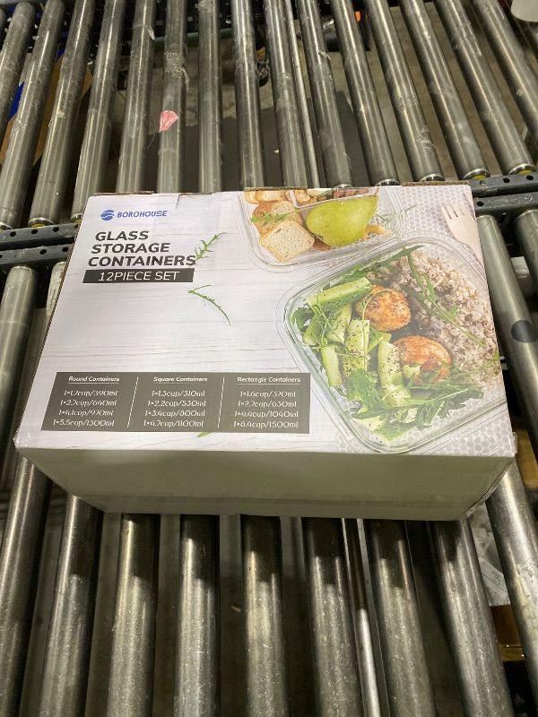 Photo 1 of BOROHOUSE 12-Pack Glass Containers with Tempered Lids – Borosilicate, Oven-Safe(-4°F~950°F), Airtight, BPA-Free, Multi-Size for Meal Prep, Dishwasher Safe, 1.6 cups to 6.4 cups (Gray)