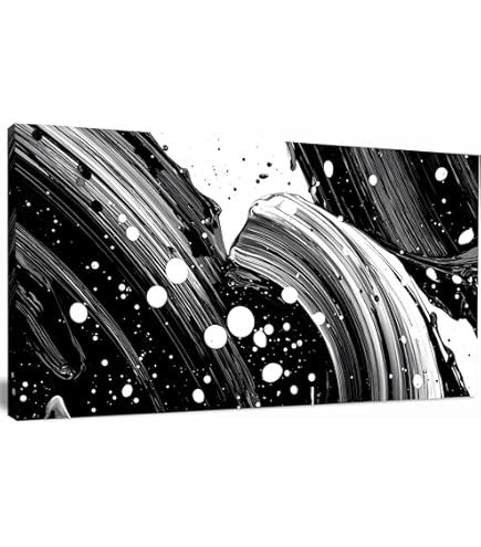 Photo 1 of Trogonup Black Abstract Wall Art for Living Room Minimalist White Art Large Artwork for Bedroom Office Modern Canvas Prints Ready to Hang 20x40 Inch