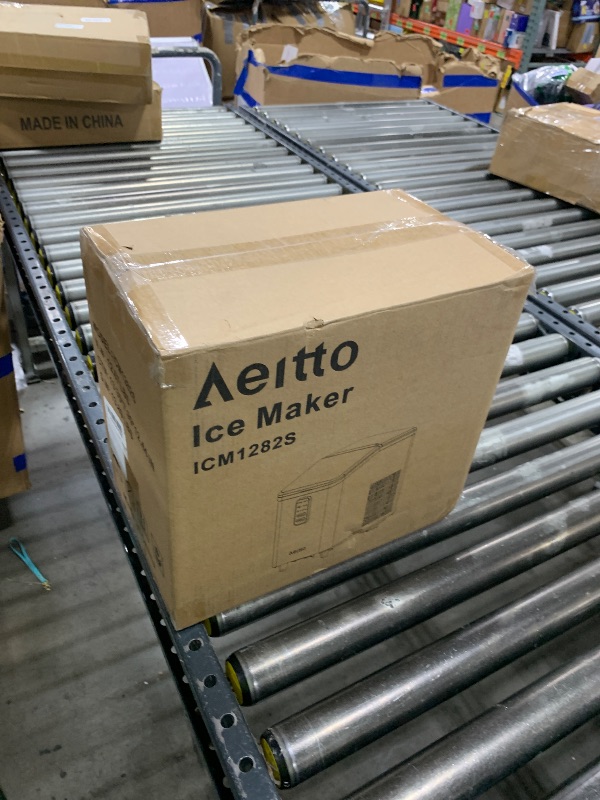 Photo 1 of Aeitto Ice Maker Countertop 26lbs/24H, Ice Machine 8 Ice Cubes Ready in 6 Mins, 2 Sizes of Bullet Ice Portable Ice Makers with Basket & Scoop, Auto Self-Cleaning for Home/Kitchen/Office Stainless