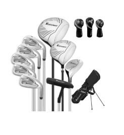 Photo 1 of XDriveMax 10 Pieces Complete Mens Golf Clubs Set Right Hand for Men Includes Stand Bag with Rain Hood, 1#Driver 3#Wood #5 Hybrid,with 3 Head Covers, 6# 7# 8# 9# PW# Irons and Putter Grey
